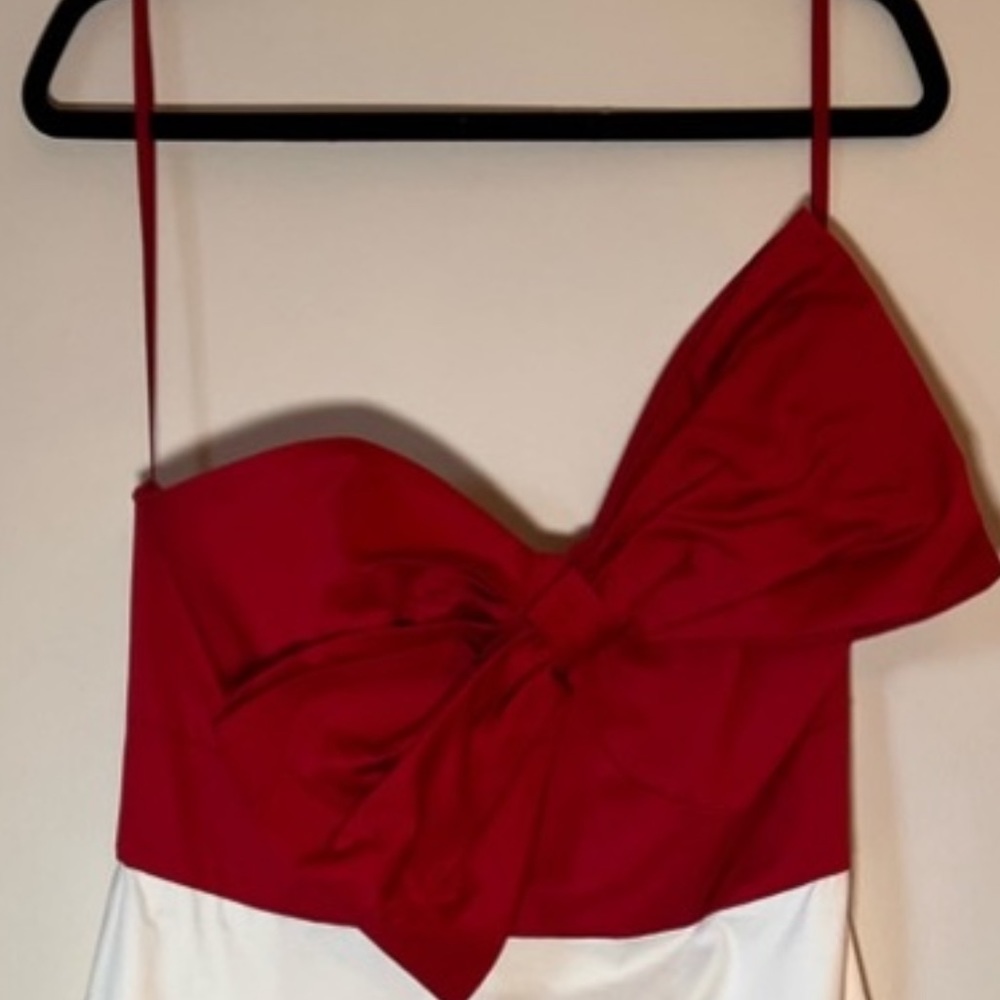Anthropologie Hutch Red Colorblocked Bow-Tie Maxi Dress - Picture 12 of 13